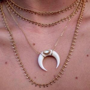 Lili Claspe Evil Eye Horn Necklace in Moonstone